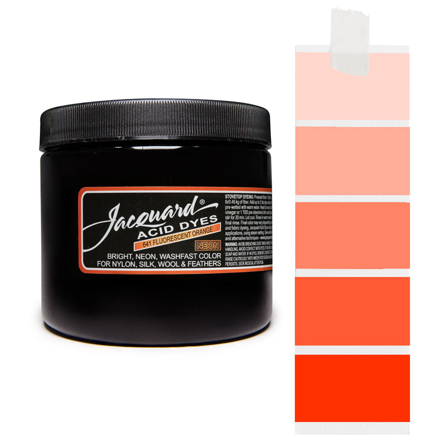 Fluorescent Orange 641 - Jacquard Acid Dye Textilfarbe - 227g - 80z - leuchtende, neonfarbe, schnell waschende Farbe für Nylon, Seide, Wolle und Federn