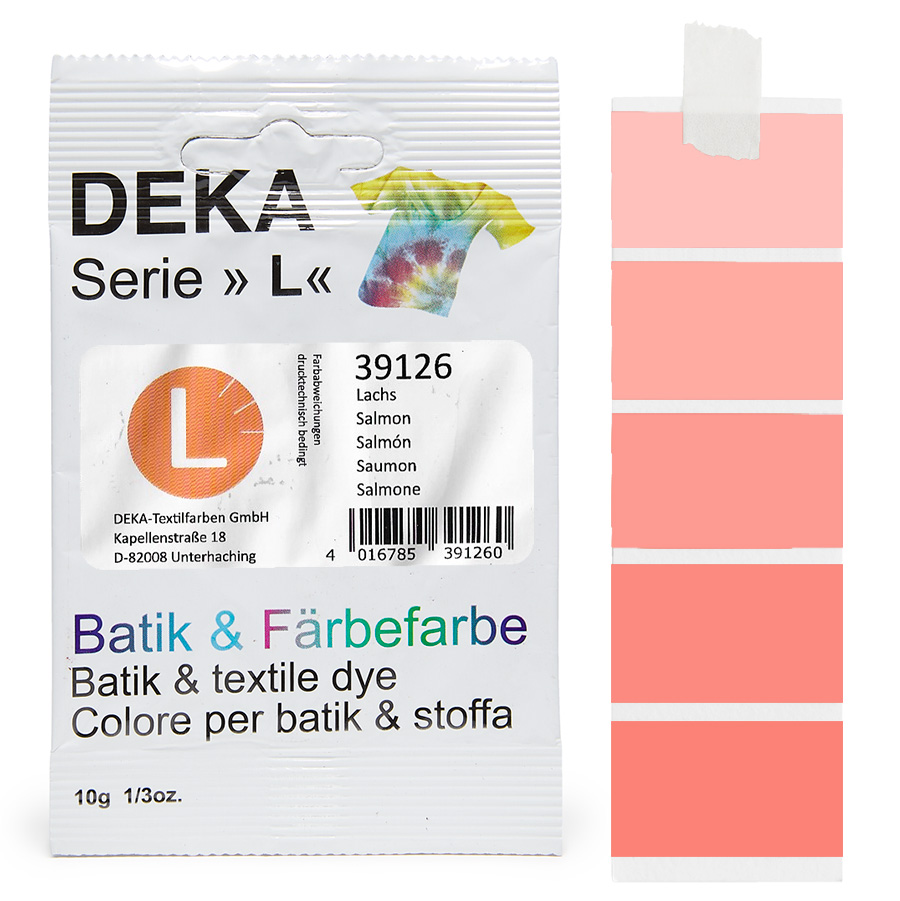 DEKA L teinture batik saumon 10 g Sachet de teinture batik DEKA série L saumon, 10 g, avec dégradé
