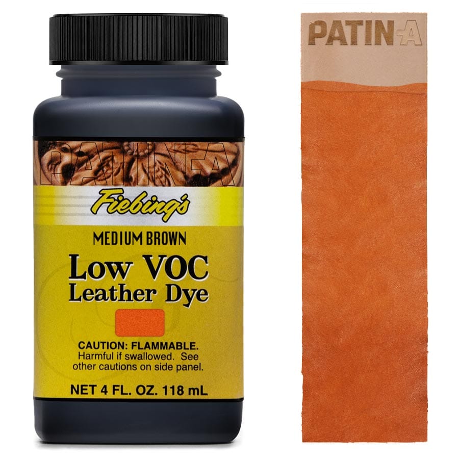 Fiebing's Low VOC Dye, eine lösungsmittelarme Lederfarbe zum intensiven Färben von Leder in 12 leuchtenden Farbtönen.