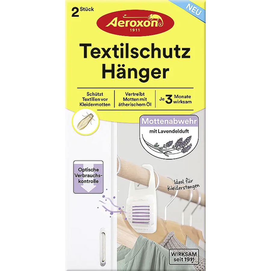 Textilschutz Hänger Aeroxon Packung Aeroxon Textilschutz Hänger mit 2 Stück, Mottenabwehr mit Lavendelduft für bis zu 3 Monate