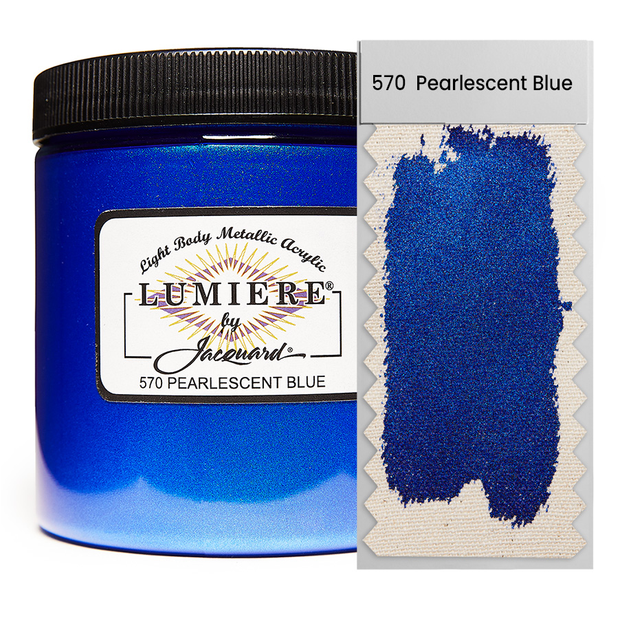 Jacquard Lumiere 570 Pearlescent Blue 236 ml Dose Jacquard Lumiere 570 Pearlescent Blue 236 ml mit Farbaufstrich, Metallic- und Perlglanzfarbe