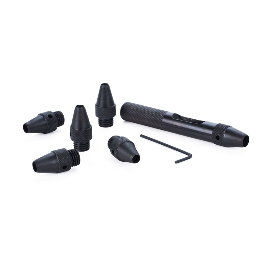 Maxi Locheisen-Set Maxi Locheisen-Set 6 in 1 mit Schaft, Aufsätzen und Schlüssel