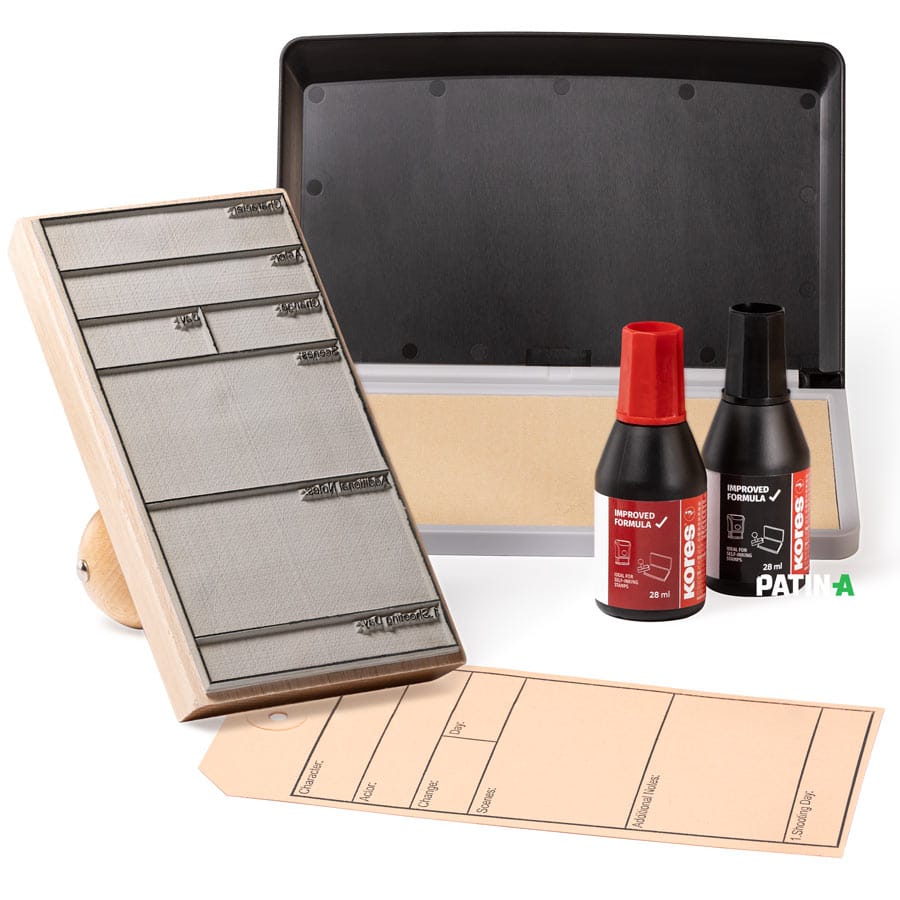 Stempel-Set Hochwertiger Holzstempel plus Stempelkissen für Manilla Tags XXL 