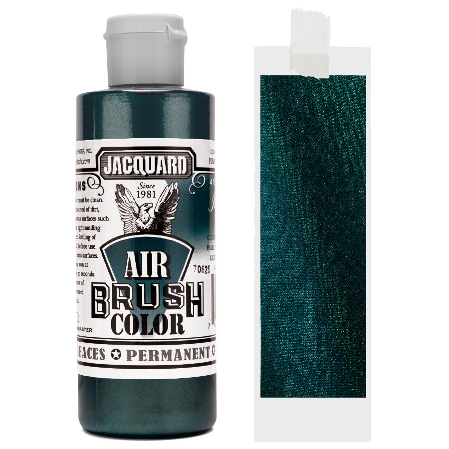 Jacquard Airbrush Irisierend 605 Teal Flasche Jacquard Airbrush Color Irisierend 605 Teal mit Farbmuster