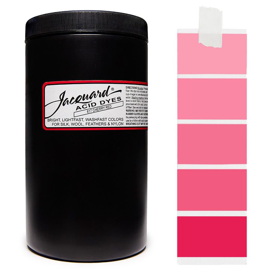 Cherry Red 617 - Jacquard Acid Dye Textilfarbe - 450g - 1lb - leuchtende, neonfarbe, schnell waschende Farbe für Nylon, Seide, Wolle und Federn