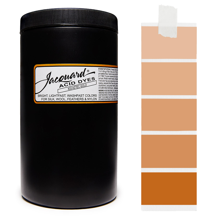 Aztec Gold 633 - Jacquard Acid Dye Textilfarbe - 450g - 1lb - leuchtende, neonfarbe, schnell waschende Farbe für Nylon, Seide, Wolle und Federn