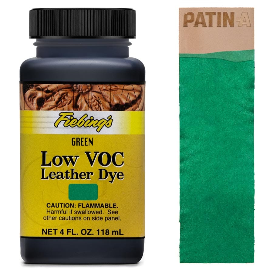 Fiebing's Low VOC Dye, eine lösungsmittelarme Lederfarbe zum intensiven Färben von Leder in 12 leuchtenden Farbtönen.