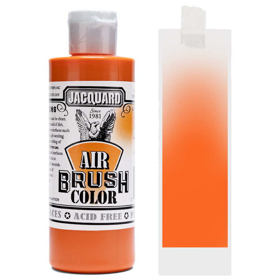 Jacquard Airbrush Bright 505 Orange Flasche Jacquard Airbrush Color Bright 505 Orange mit Farbmuster