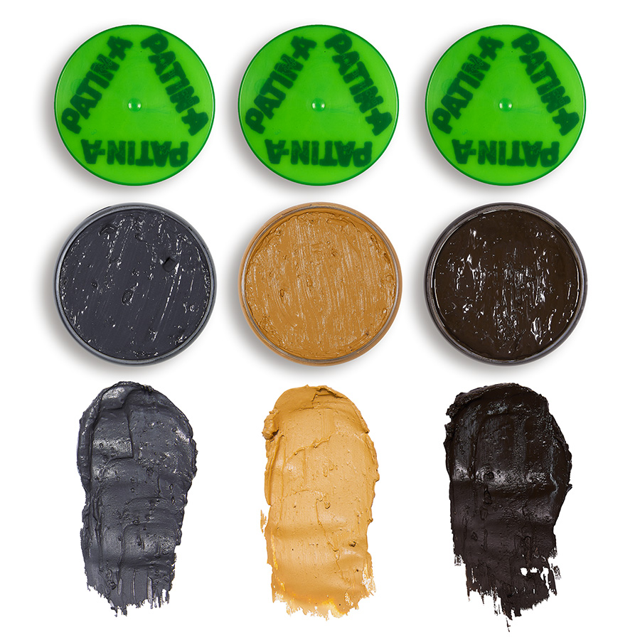 PATIN-MUD 3er Set Patinierschlamm. Der beliebte wasserlösliche Patinier-Schlamm in schönen und authentische Patina-Farbtöne: Ocker, Dark Grey und Dark Brown