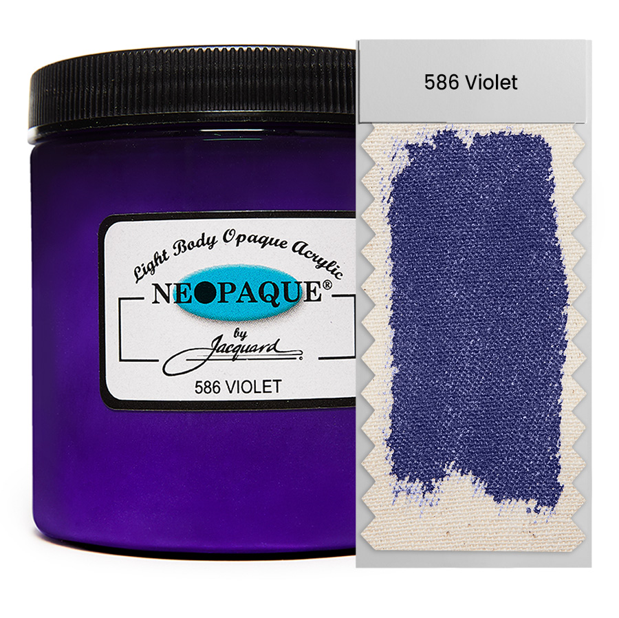 Jacquard Neopaque 586 Violet 236 ml Dose Jacquard Neopaque 586 Violet 236 ml mit Farbaufstrich auf Stoff, deckende Acrylfarbe