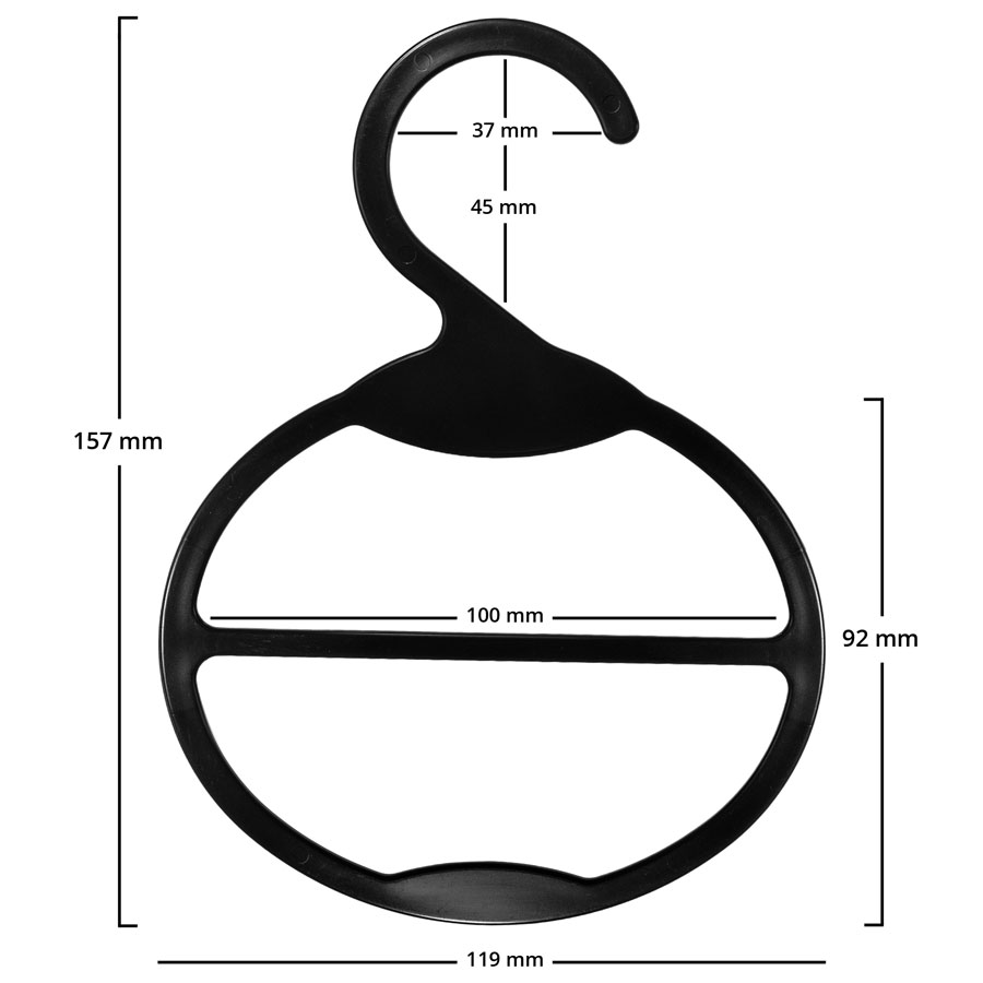 This scarf & tie hanger from Cortec with a width of 11.5 cm fits scarves, shawls, belts, necklaces and ties.