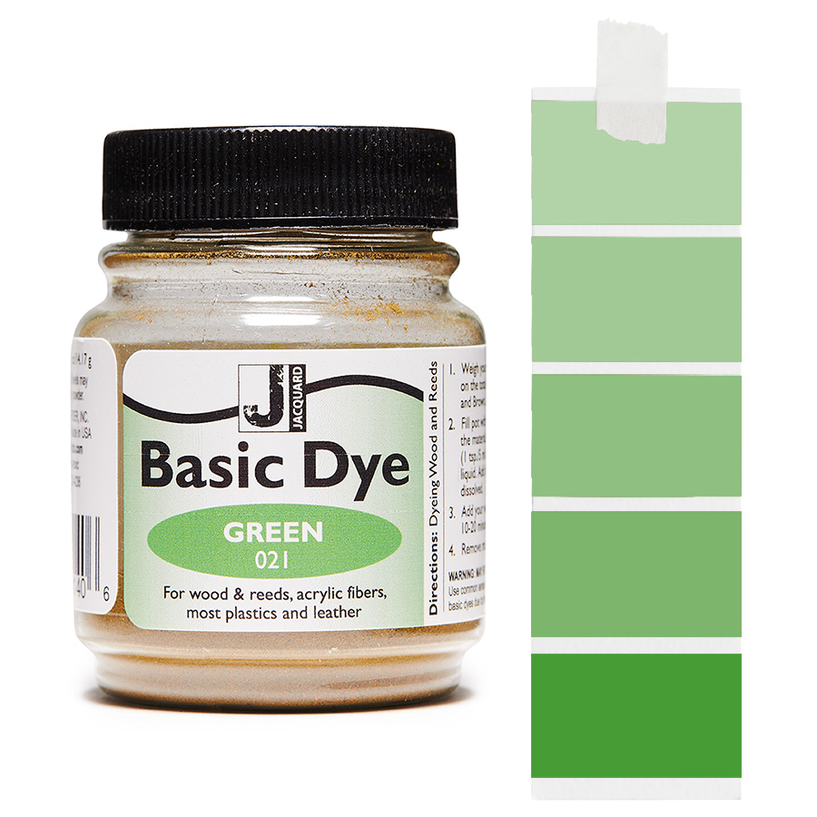 Jacquard Basic Dye 021 Green 14 g Dose Jacquard Basic Dye 021 Green 14 g mit Farbverlauf, für Polyacryl, Holz und Federn