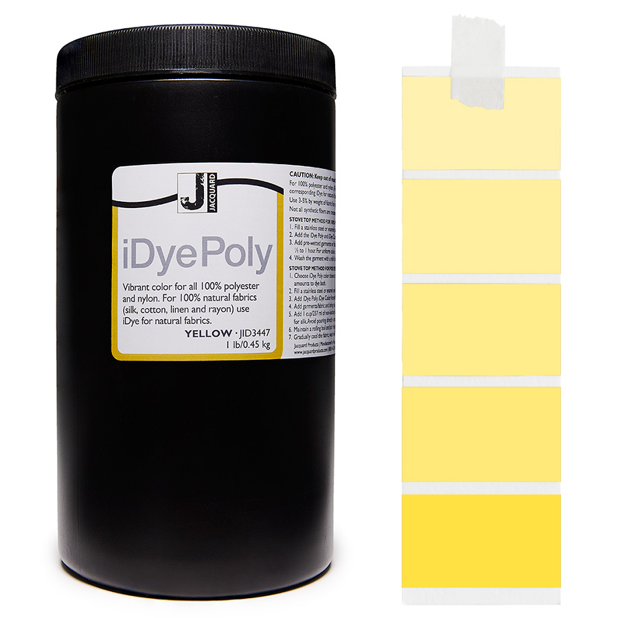 Jacquard iDye Poly 447 Yellow 450 g Pot Jacquard iDye Poly 447 Yellow 450 g avec dégradé, teinture pour polyester