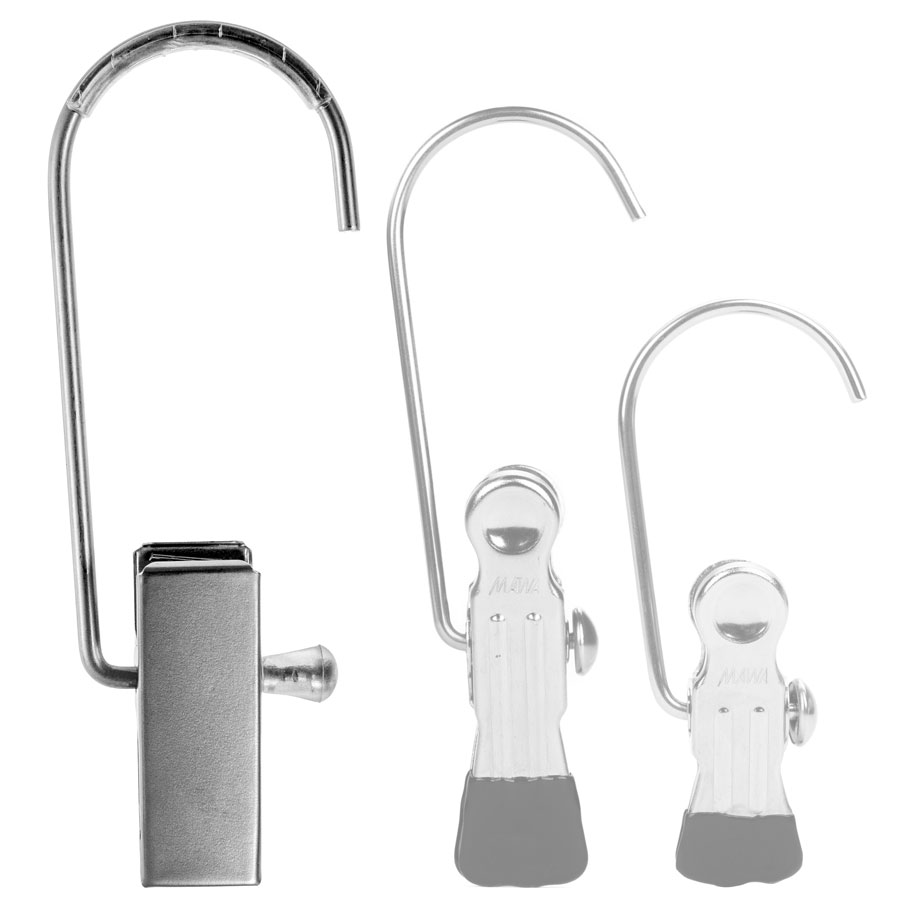 Diese hochwertigen XXL-Klammerbügel besitzen einen Rundum-Schutz. Nicht nur der zu haltende Artikel ist gut geschützt, sondern auch die Kleiderstange oder der Garderobenhaken verkratzt nicht, durch die transparente Kunststoffschiene am Haken.