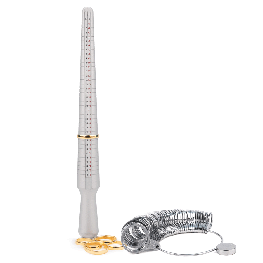 Set triboulet et baguier Triboulet et baguier en aluminium avec bagues dorées