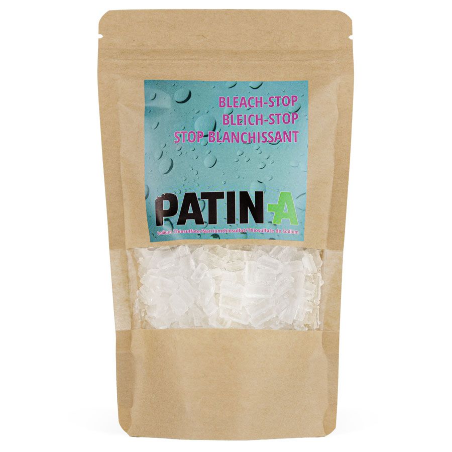 Mit PATINA Bleich-Stop können Sie die bleichende Wirkung von Haushaltsbleichmitteln (z.B. Eau de Javel) sofort stoppen.