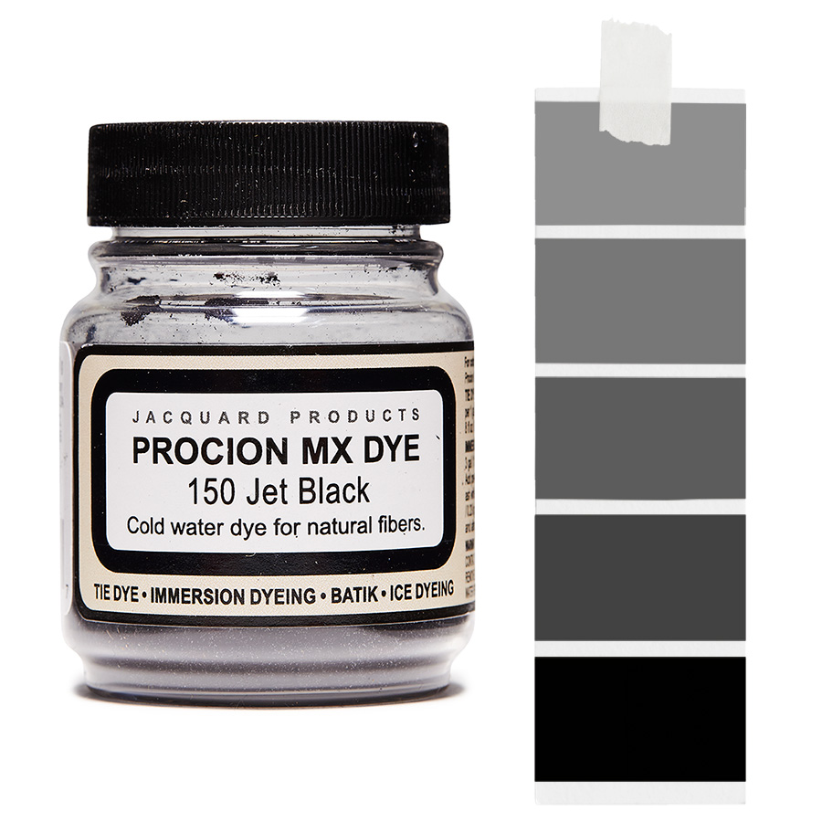 Jacquard Procion MX 150 Jet Black 18,7 g Dose Jacquard Procion MX 150 Jet Black 18,7 g mit Farbverlauf, Kaltwasser-Textilfarbe
