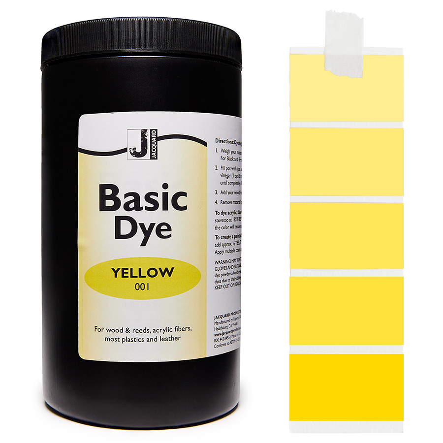 Jacquard Basic Dye 001 Yellow 450 g Pot Jacquard Basic Dye 001 Yellow 450 g avec dégradé, pour acrylique, bois et plumes