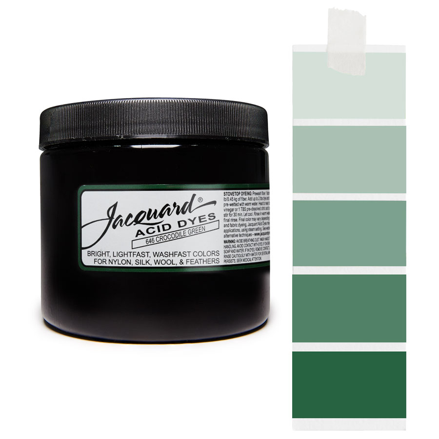 Crocodile Green 646 - Jacquard Acid Dye Textilfarbe - 227g - 80z - leuchtende, neonfarbe, schnell waschende Farbe für Nylon, Seide, Wolle und Federn