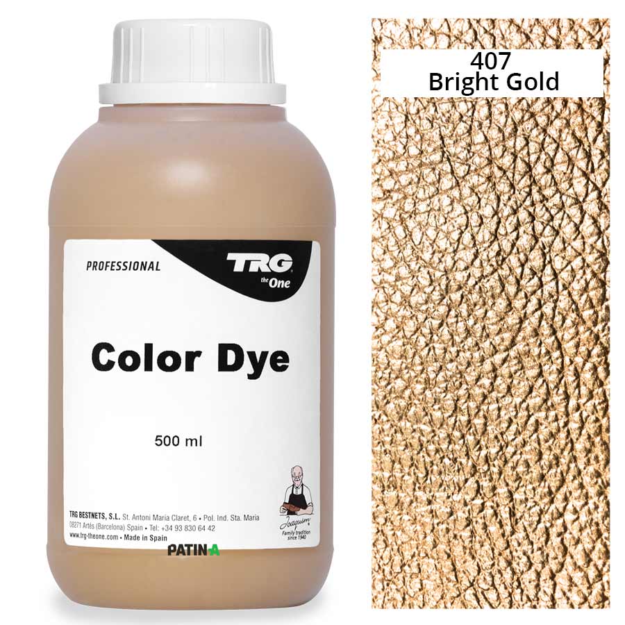 Tintolina Metallic 407 500 ml TRG Tintolina Metallic Lederfarbe 500 ml, 407 Bright Gold, mit Farbmuster