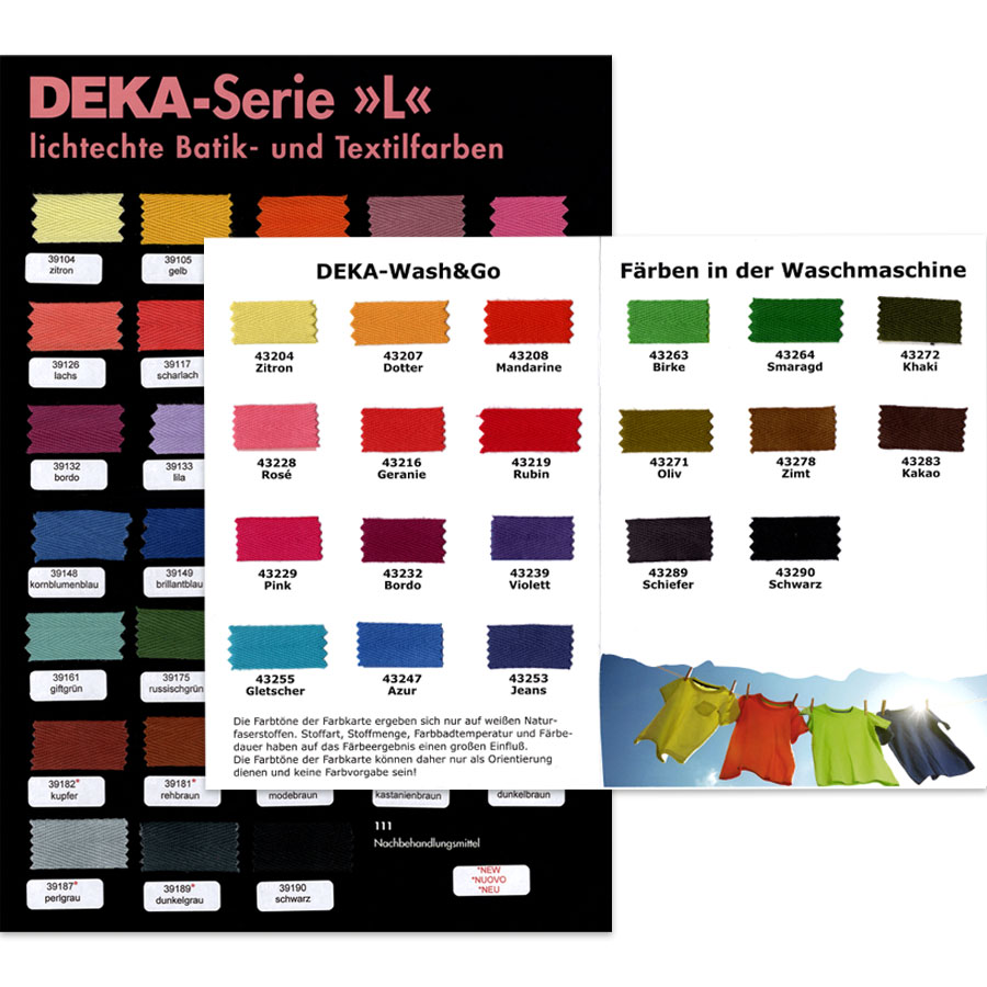 DEKA Farbkarten DEKA Farbkarten Serie L und Wash & Go mit Farbmustern auf Stoff