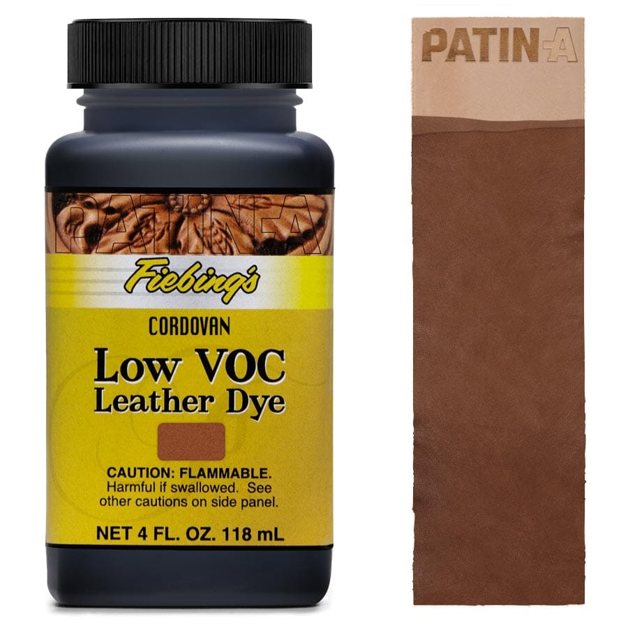 Fiebing's Low VOC Dye, eine lösungsmittelarme Lederfarbe zum intensiven Färben von Leder in 12 leuchtenden Farbtönen.