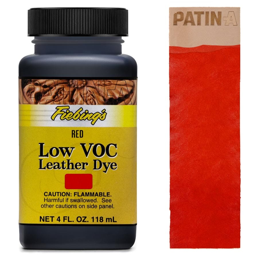 Fiebing's Low VOC Dye, eine lösungsmittelarme Lederfarbe zum intensiven Färben von Leder in 12 leuchtenden Farbtönen.