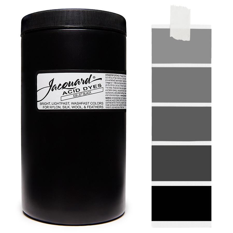 Jet Black 639 - Jacquard Acid Dye Textilfarbe - 450g - 1lb - leuchtende, neonfarbe, schnell waschende Farbe für Nylon, Seide, Wolle und Federn