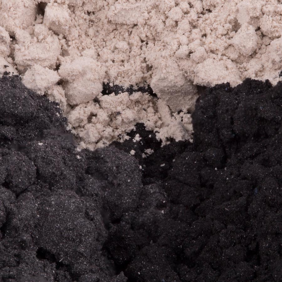 PATIN-POWDER powder detail Detail of PATIN-POWDER cool colours: grey and black powder