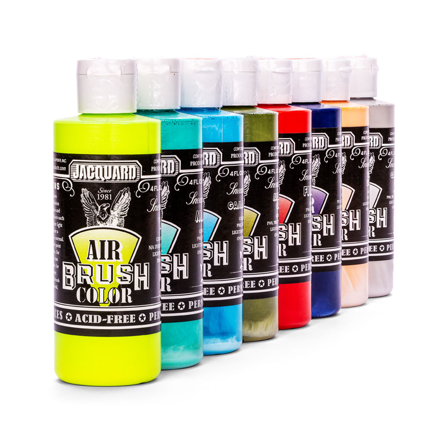 Jacquard Airbrush Color Sneaker Series Row of Jacquard Airbrush Color Sneaker Series bottles in all colours