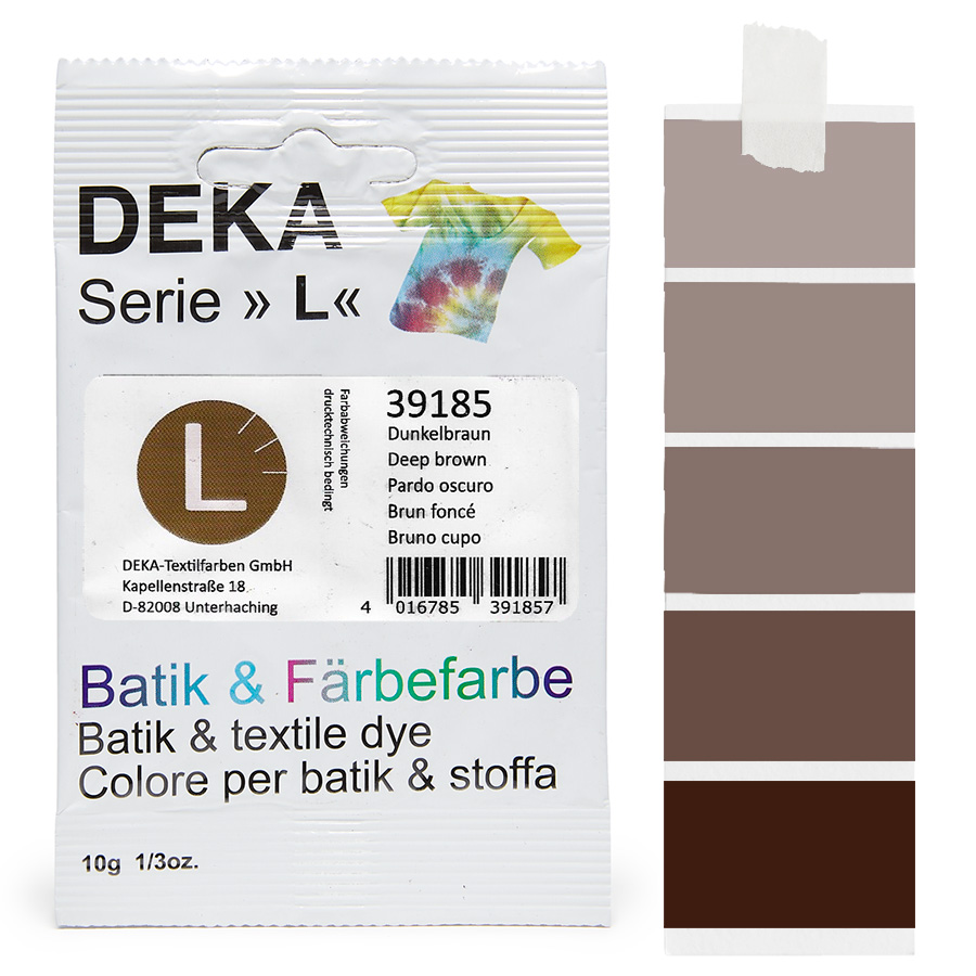 DEKA L teinture batik brun foncé 10 g Sachet de teinture batik DEKA série L brun foncé, 10 g, avec dégradé