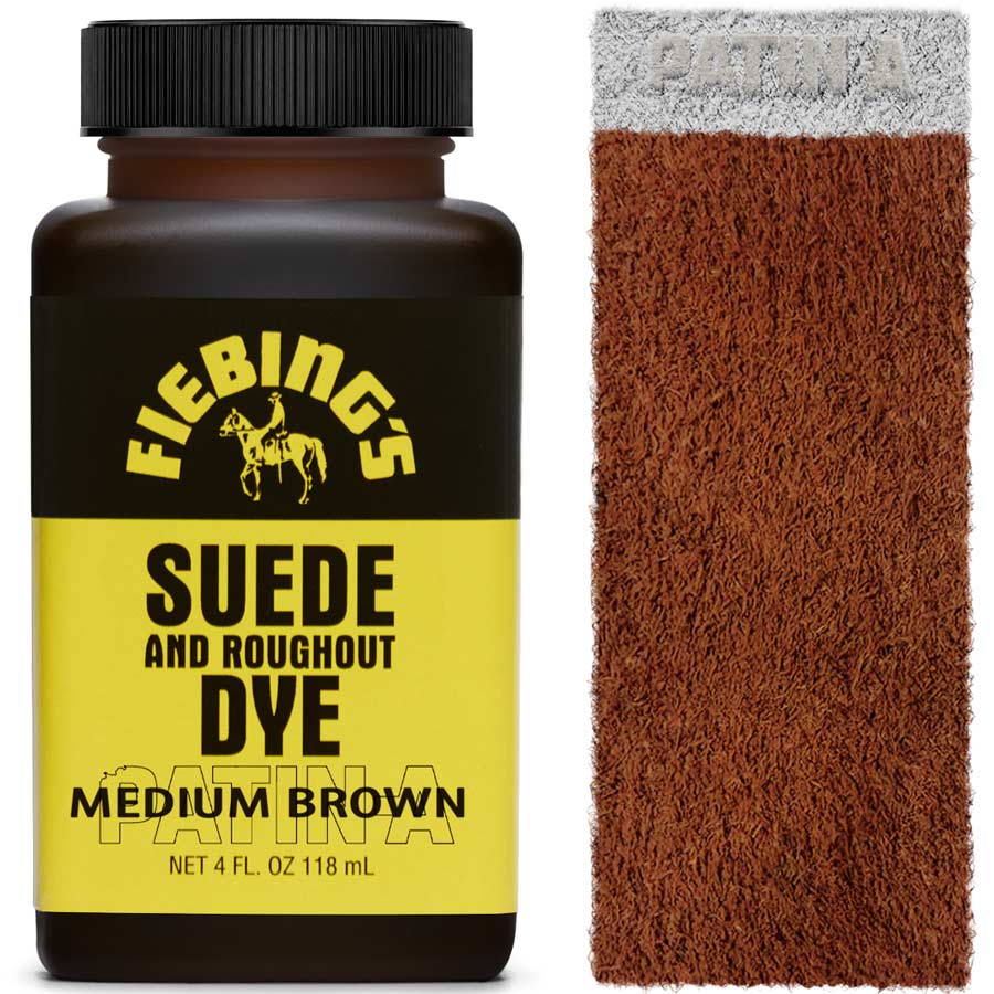 Fiebing's Suede & Rough-Out Dye, tief eindringende Lederfarbe für Wildleder und Rough-Out-Leder, erhältlich in 19 Farben.
