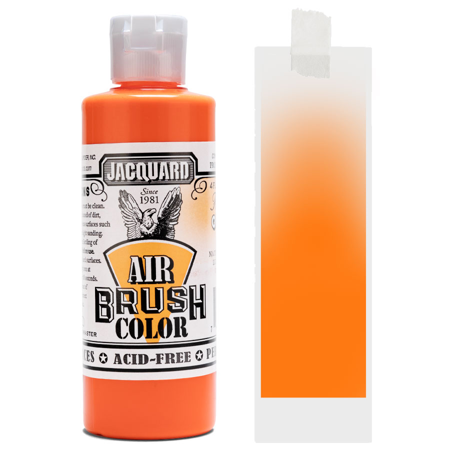 Jacquard Airbrush Fluoreszierend 405 Orange Flasche Jacquard Airbrush Color Fluoreszierend 405 Orange mit Farbmuster