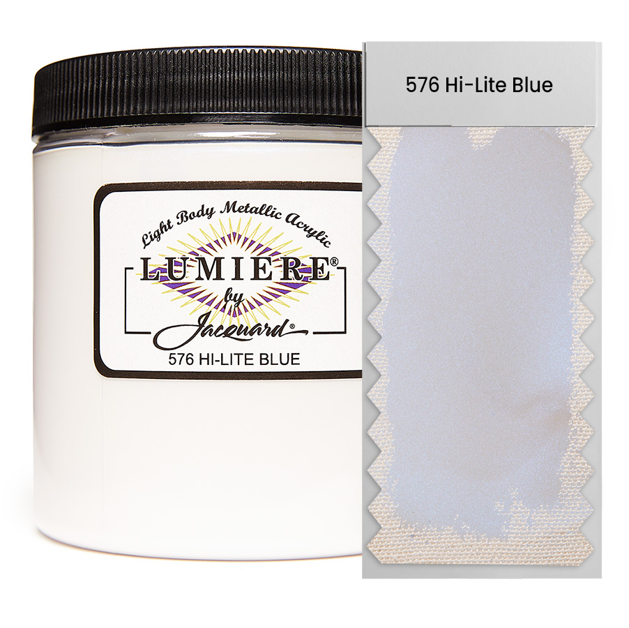 Jacquard Lumiere 576 Hi-Lite Blue 236 ml Dose Jacquard Lumiere 576 Hi-Lite Blue 236 ml mit Farbaufstrich, Metallic- und Perlglanzfarbe