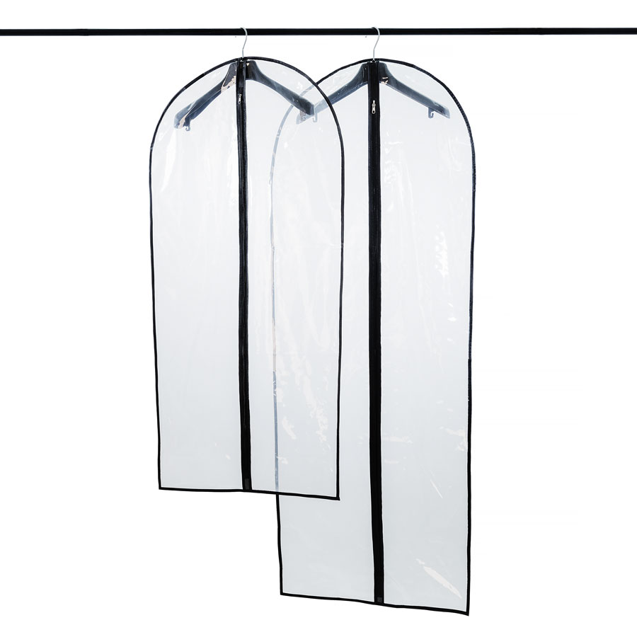 Housse deux tailles Deux housses transparentes en deux tailles sur un portant
