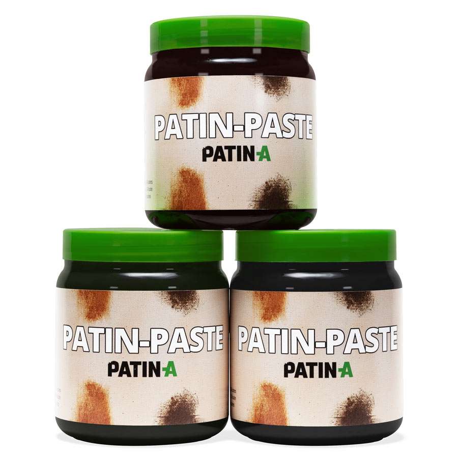 PATIN-PASTE Patinierpaste ist die Patina für großflächige Kostümpatinierung. PATIN-PASTE ist einfach & schnell anzuwenden und wird am besten mit dem Flächenpinsel aufgetragen.