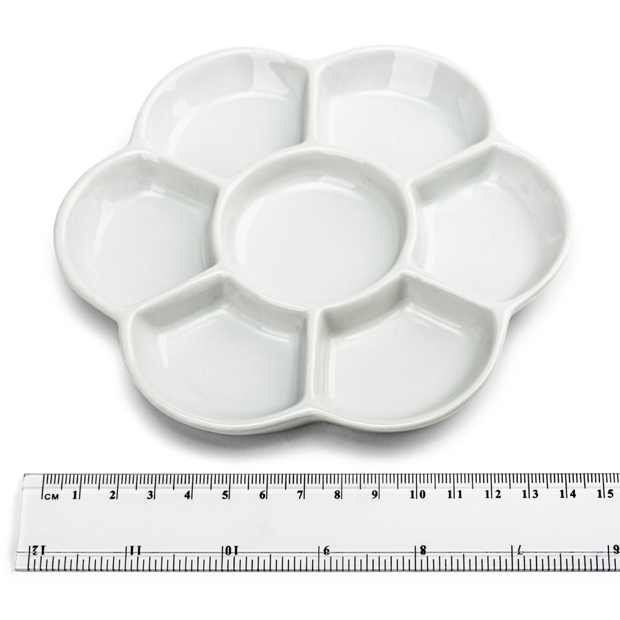 Porzellan Mischpalette Blumenform mit 7 Mulden - Gross - Maße