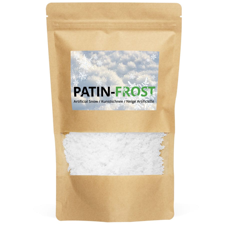 PATIN-FROST - Feiner oder Grober Kunstschnee, Schnee-Effekt, Schmilzt nicht, Perfekt für Film & Theater, Schnee, Frost, Theaterschnee, Filmschnee, Eiseffekt, Eis, Frosteffekt, Schneeflocke