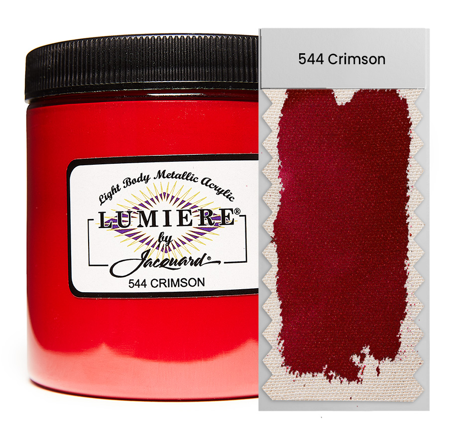 Jacquard Lumiere 544 Crimson 236 ml Dose Jacquard Lumiere 544 Crimson 236 ml mit Farbaufstrich, Metallic- und Perlglanzfarbe