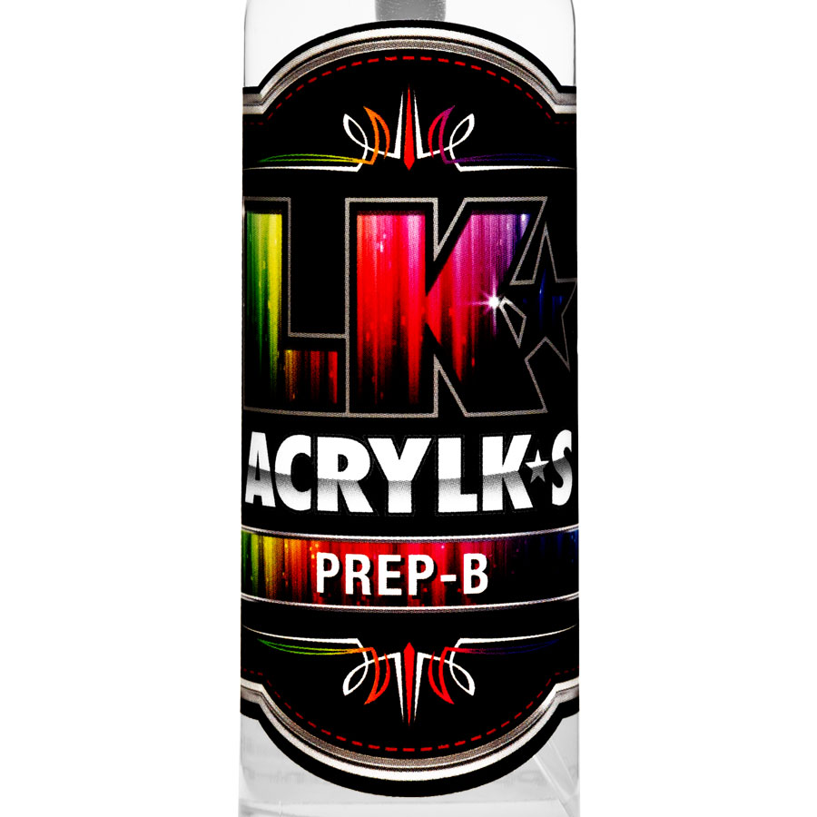 LK Acrylks Prep-B de Liquid Kicks est un mélange de solvants et de nettoyants doux qui élimine efficacement les huiles, les cires, les graisses et les silicones des surfaces délicates en cuir et en vinyle avant l'application de la peinture. Il peut être u