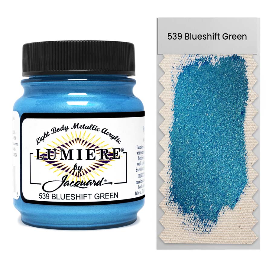 Jacquard-Lumiere 539 Blueshift Green 67ml hochwertige Metallicfarbe mit hoher Pigmentierung, die für eine hervorragende Deckkraft für nahezu alle Untergründe