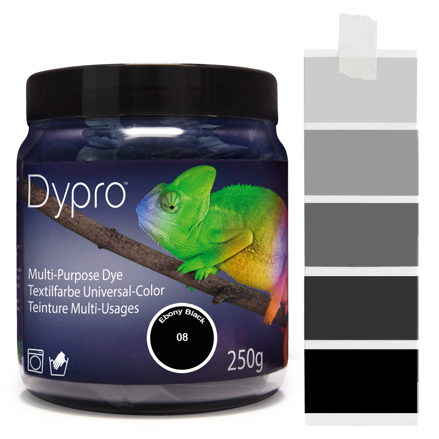 Dypro Ebony Black 250 g Dose Dypro Universal-Color Textilfarbe Ebony Black 250 g mit Farbverlauf