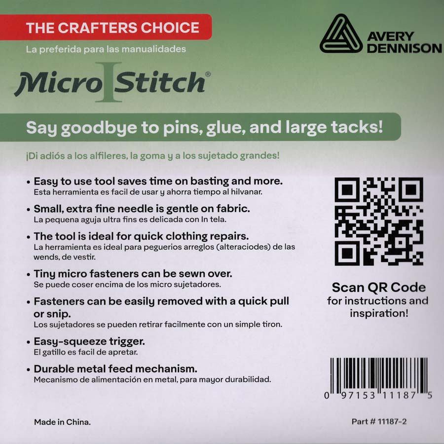 Microstitch-I von Avery Dennison ist die Anschießpistole für feinste Säume & für Bastelarbeiten. das praktische und beste Werkzeug zur Schnellreparatur.