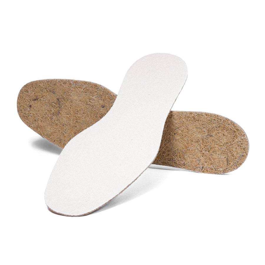 Flat coconut insole both sides Flat organic coconut insole, front and back