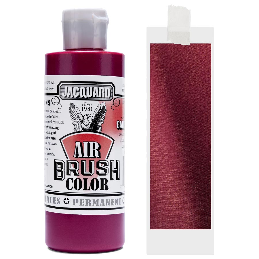 Jacquard Airbrush Irisierend 607 Candy Apple Red Flasche Jacquard Airbrush Color Irisierend 607 Candy Apple Red mit Farbmuster