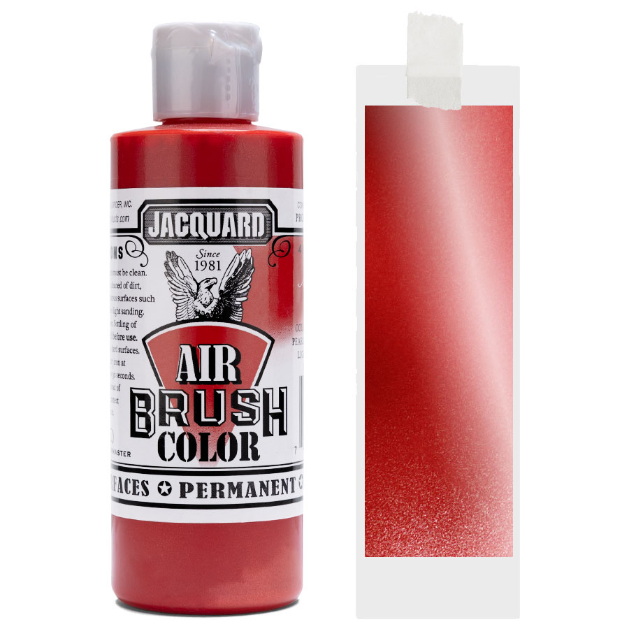 Jacquard Airbrush Metallic 301 Red Bottle of Jacquard Airbrush Color Metallic 301 Red with colour swatch