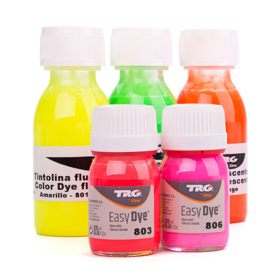 Neon Lederfarbe TRG Tintolina Neon Lederfarbe TRG Easy Dye Tintolina in Gelb, Grün, Orange und Pink