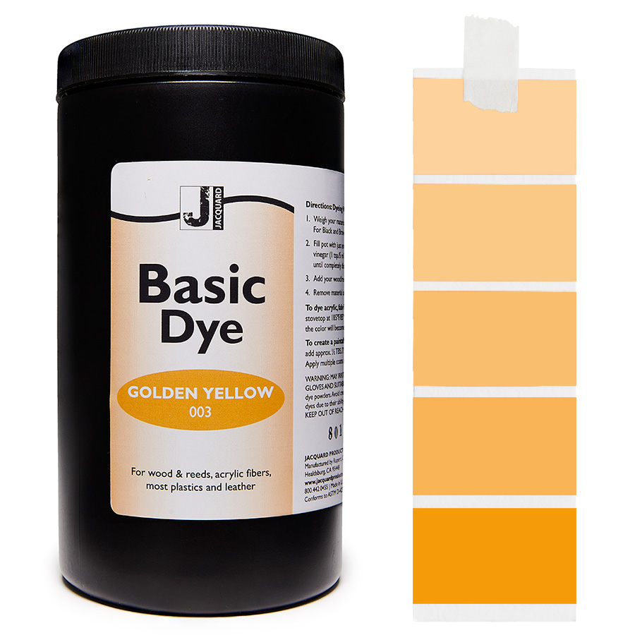 Jacquard Basic Dye 003 Golden Yellow 450 g Pot Jacquard Basic Dye 003 Golden Yellow 450 g avec dégradé, pour acrylique, bois et plumes