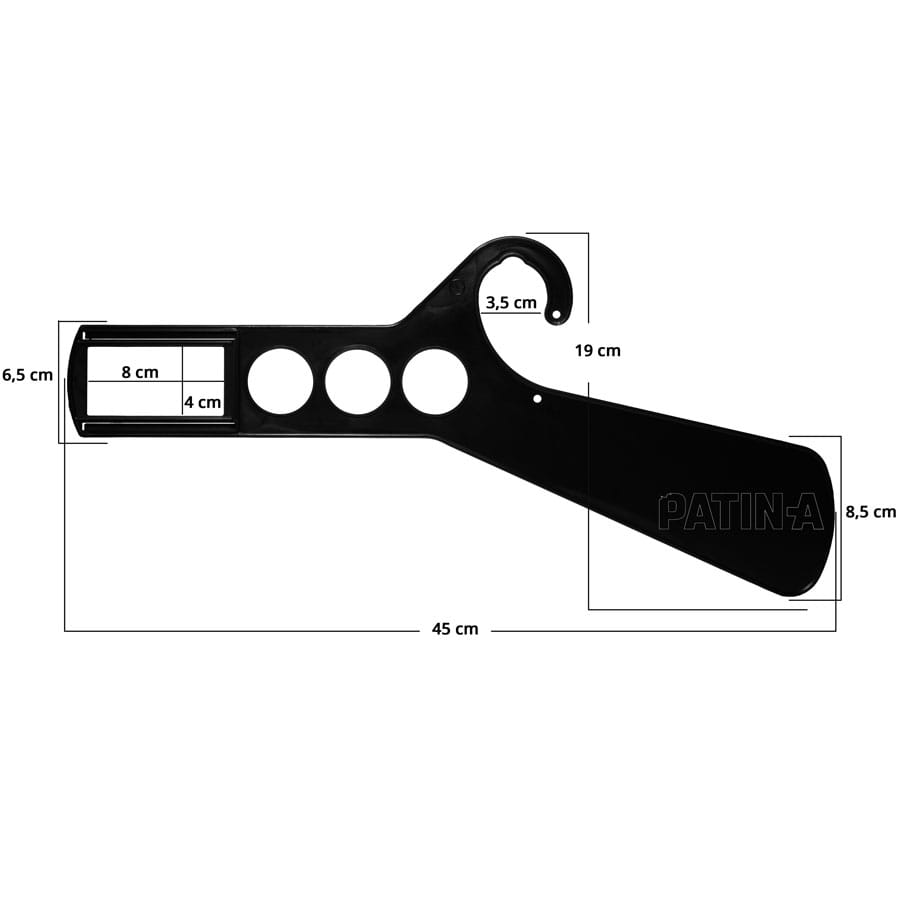 Séparateur de tringle noir en forme de cintre avec dimensions