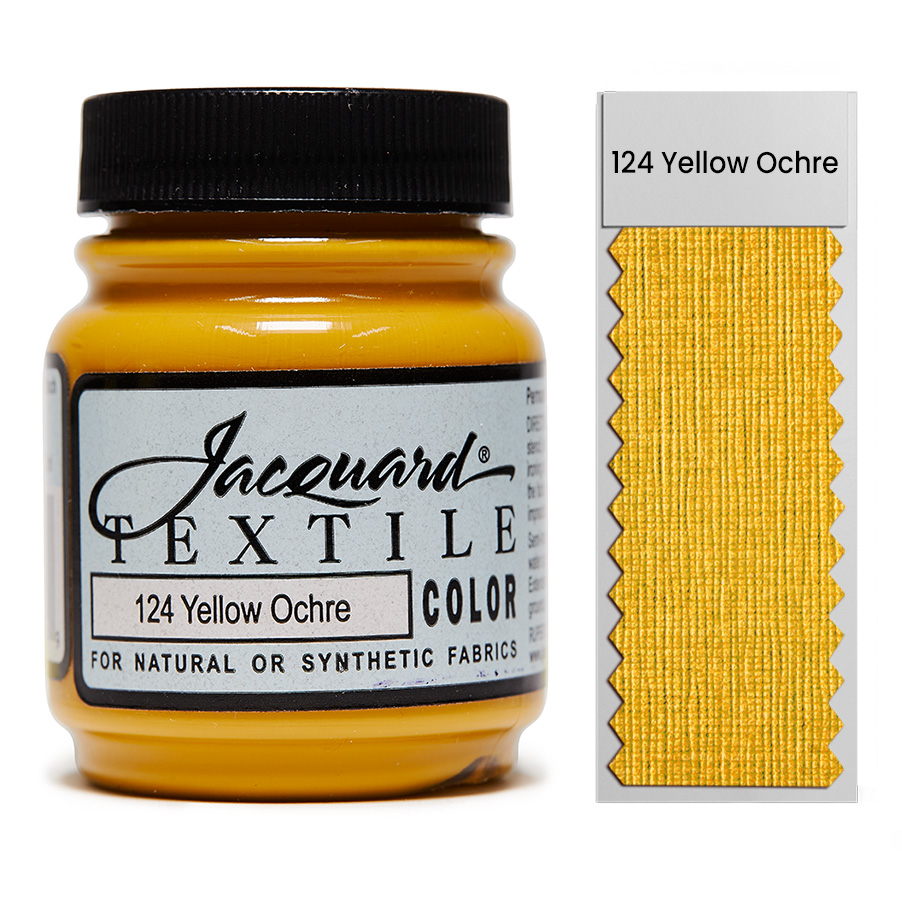 Jacquard Textile Color 124 Yellow Ochre 67 ml Dose Jacquard Textile Color 124 Yellow Ochre 67 ml mit Farbaufstrich, Stoffmalfarbe
